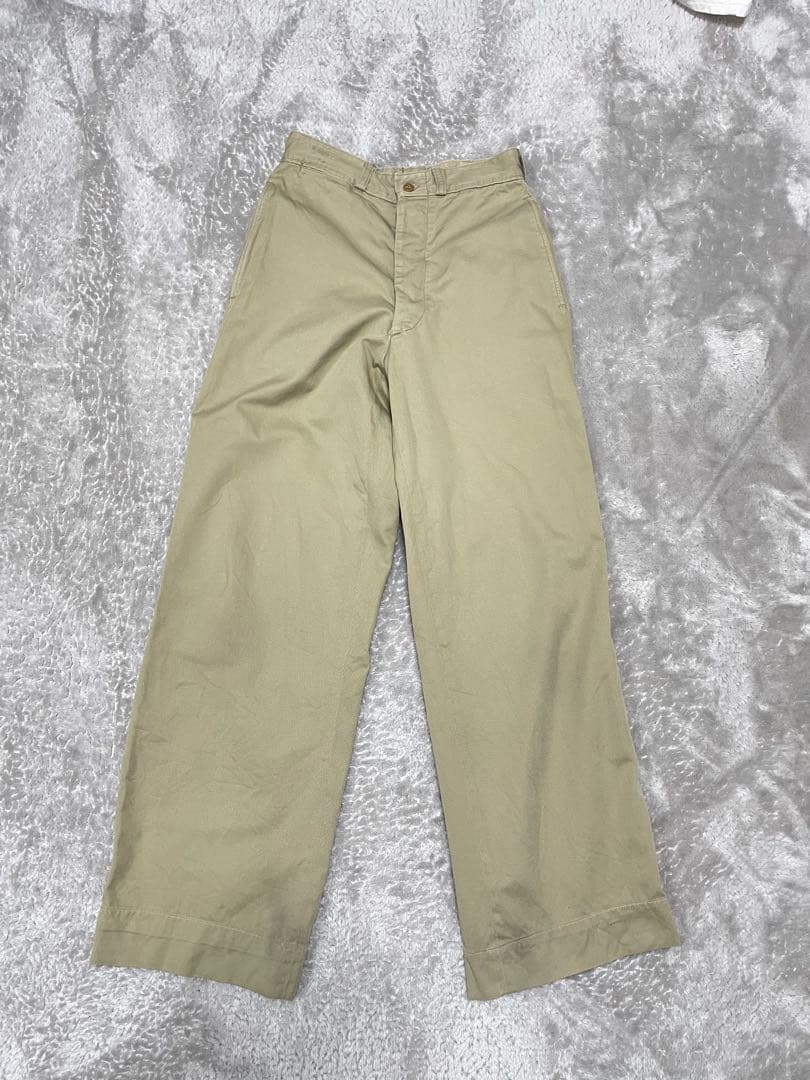 50s ARMYチノパン　ヴィンテージ　ベージュ チノパン ボタンフライ