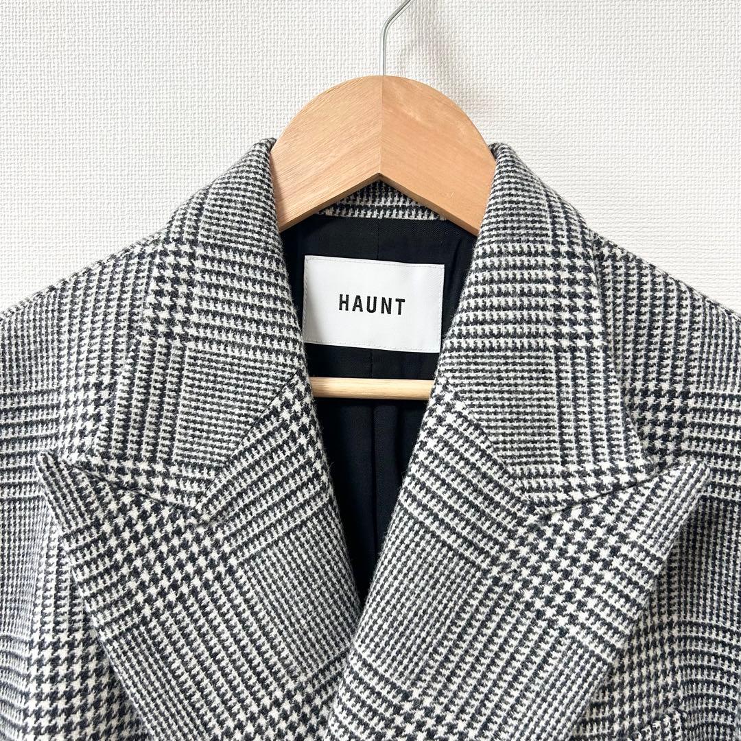 美品✨HAUNT ダブルジャケット　グレー　チェック　金ボタン　38
