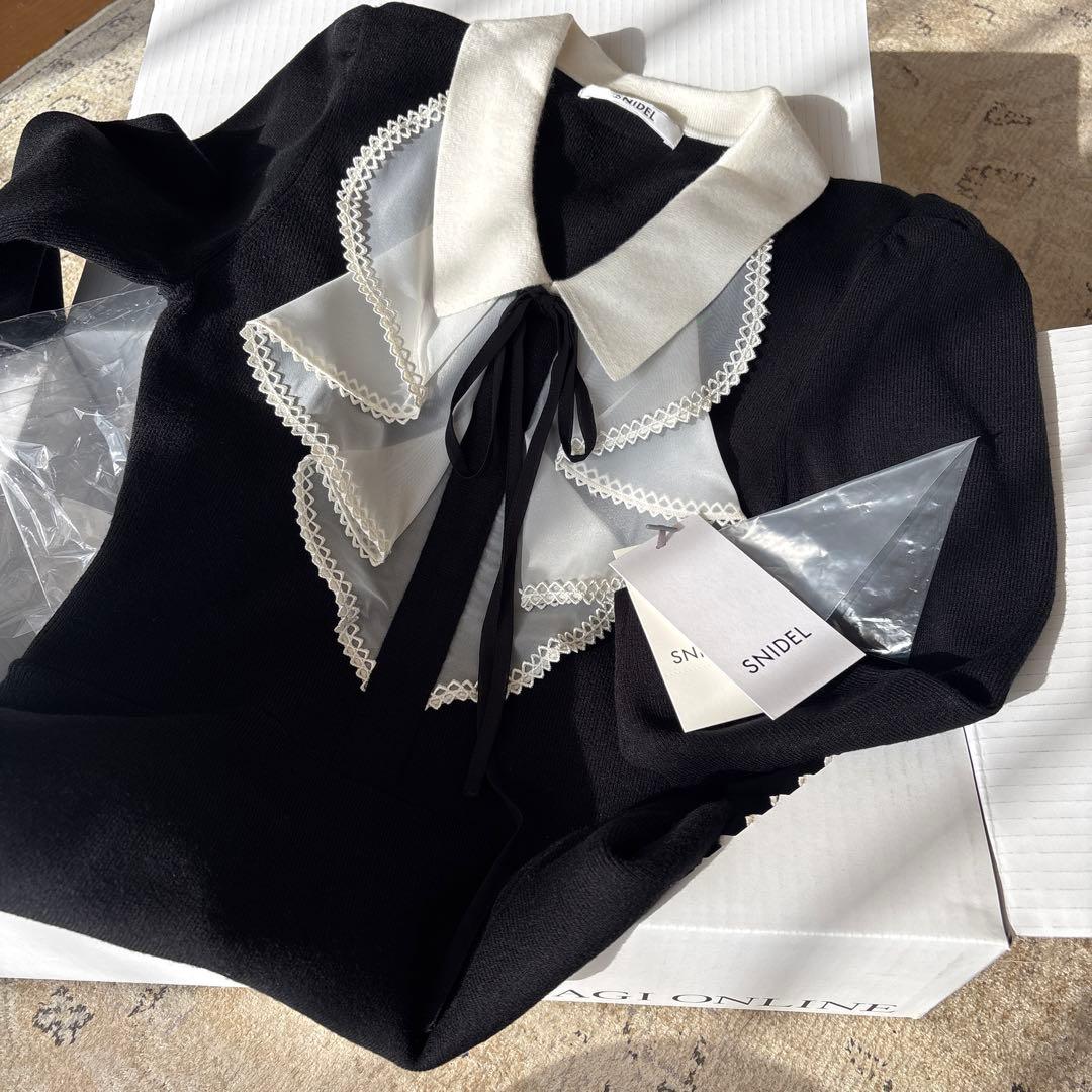 snidel スナイデル　ラッフルミニニットワンピース　ブラック