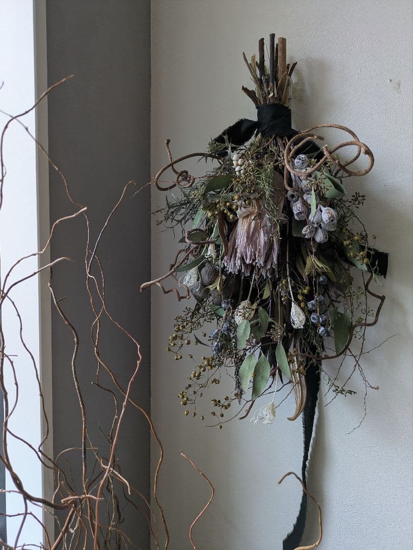 ドライフラワー　スワッグ　インテリア　プロテア