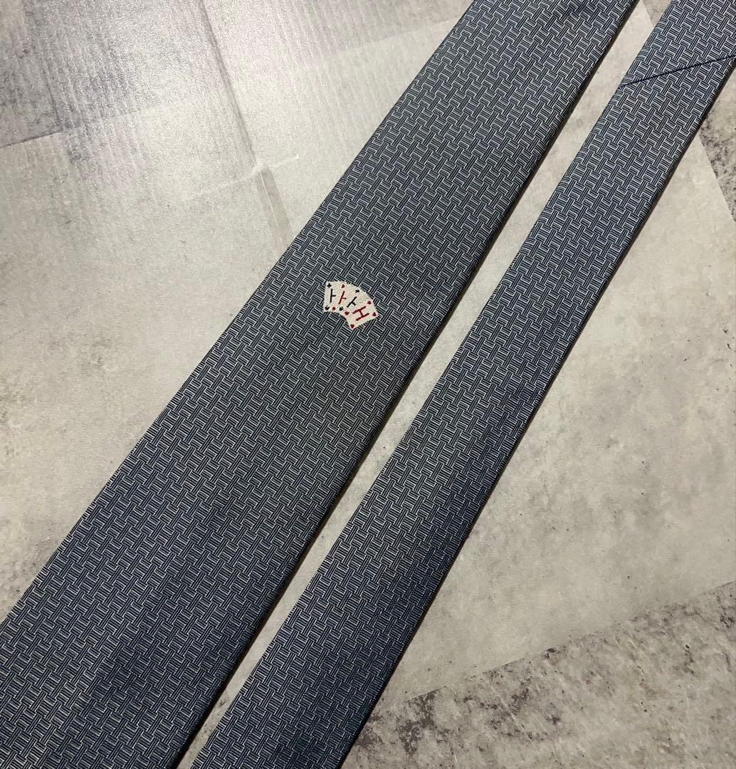 HERMES ネクタイ ハイブランド H織り ワンポイント刺繍 トランプ