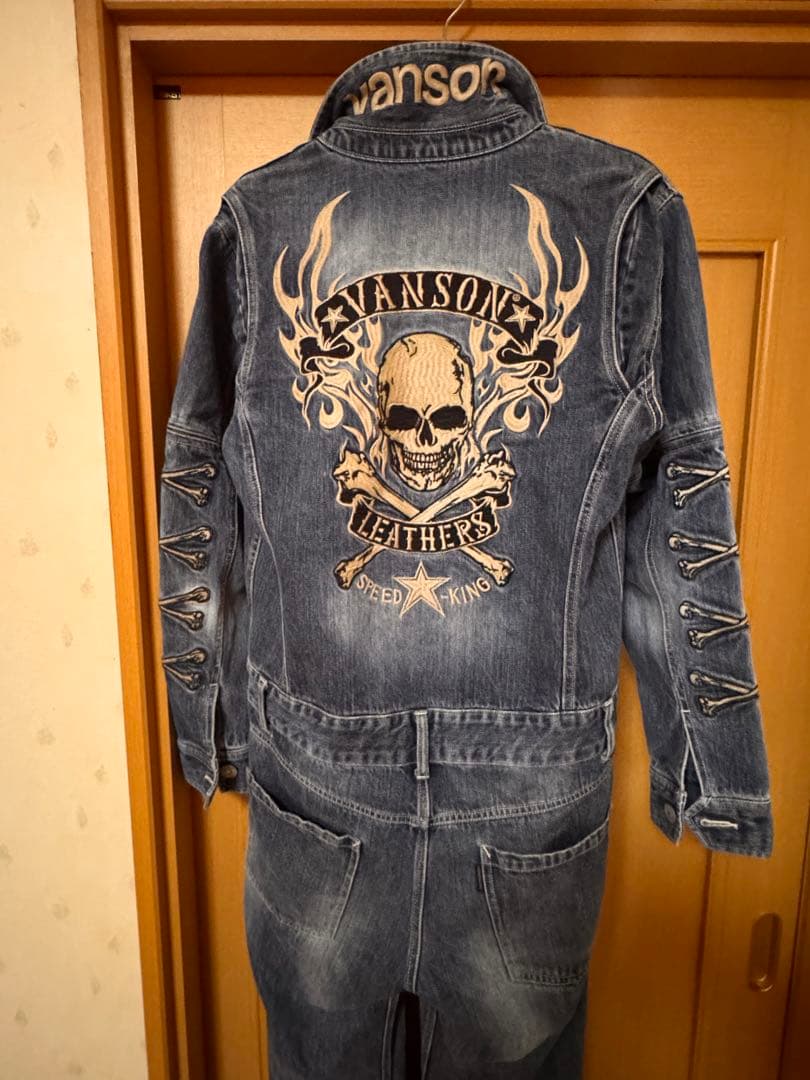 Vanson デニムオールインワン　スカルデザイン