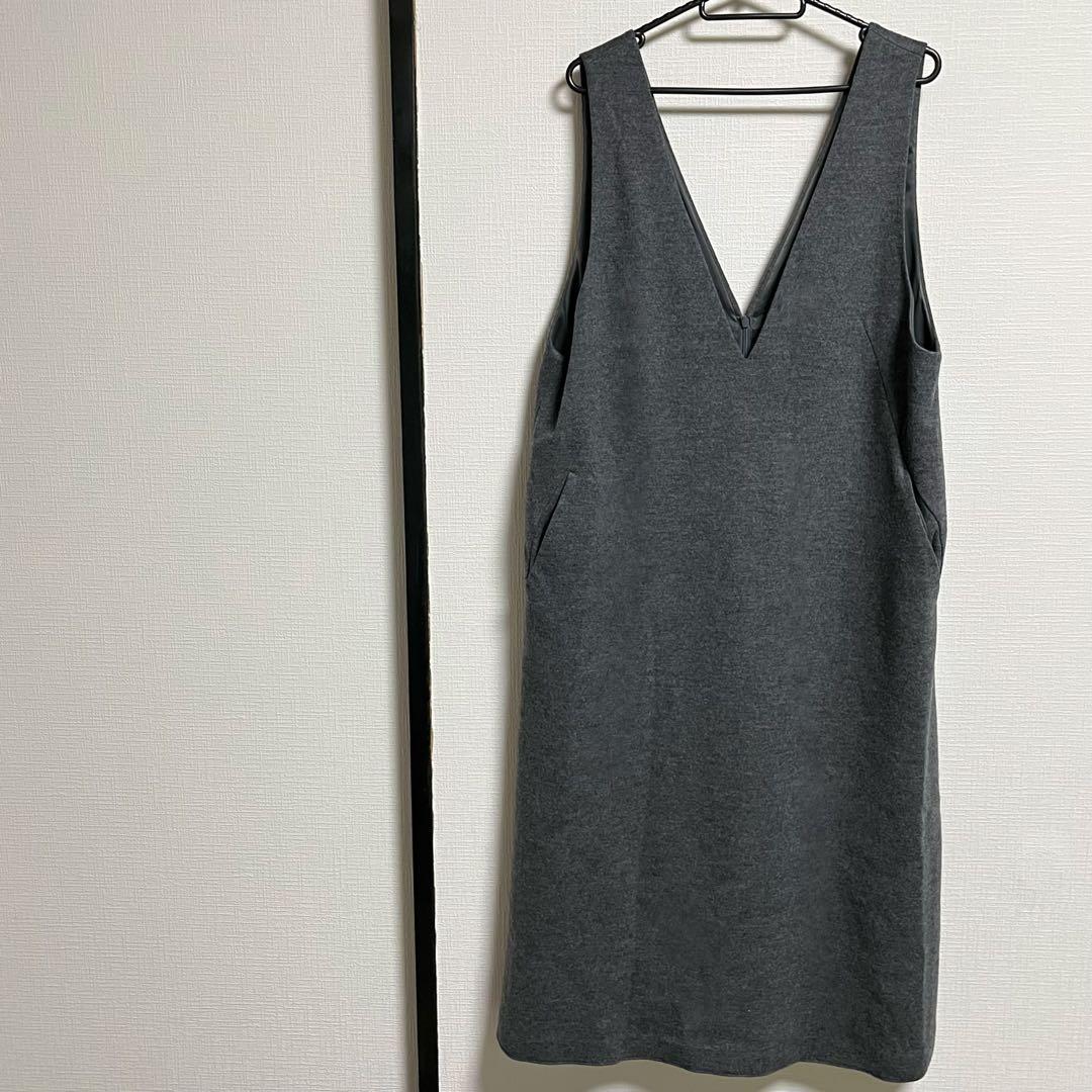 23区　ウールミルドジャージー ジャンパースカートグレー　大きいサイズ　23AW