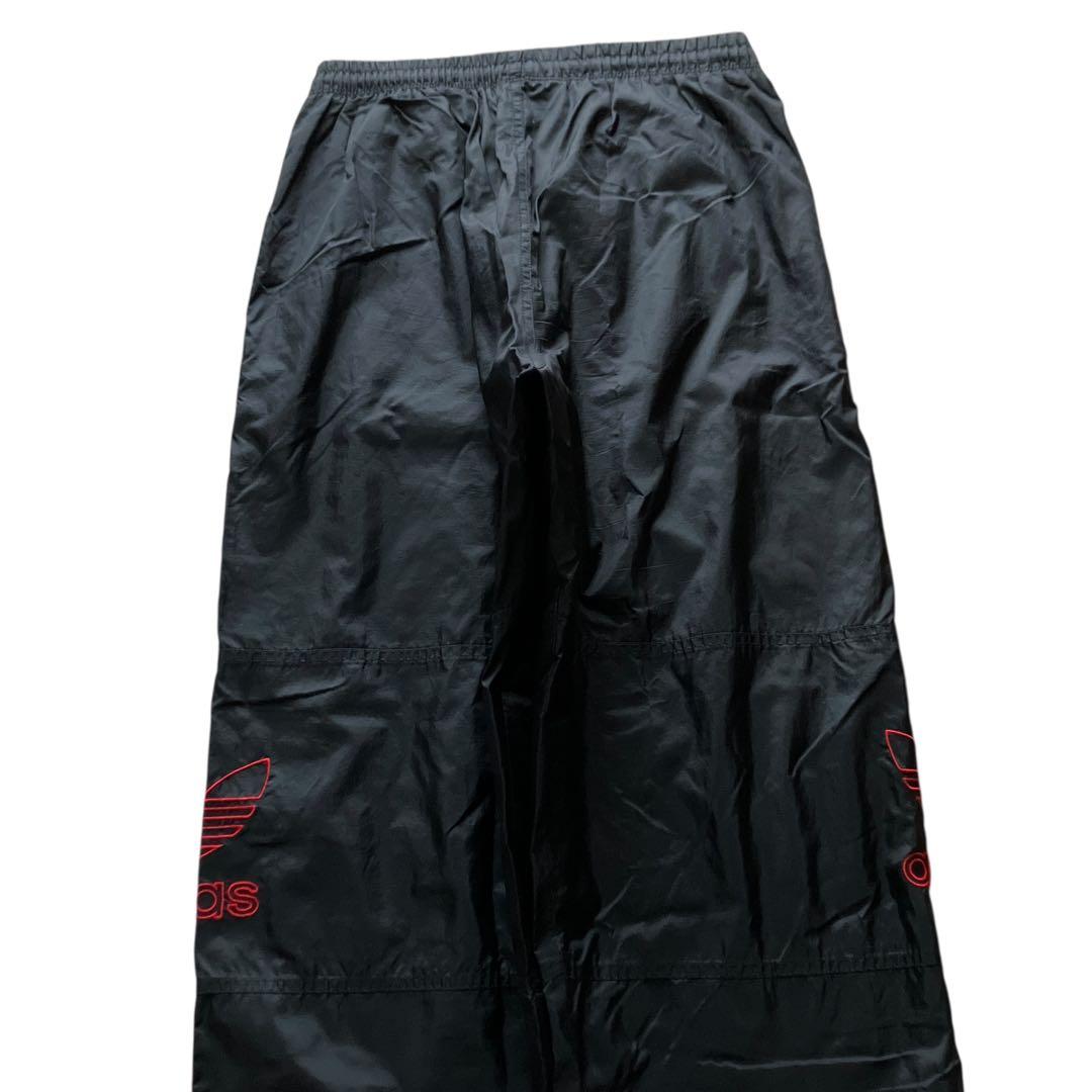 極太90s old adidas バギーナイロントラックパンツ 豪華刺繍 B系