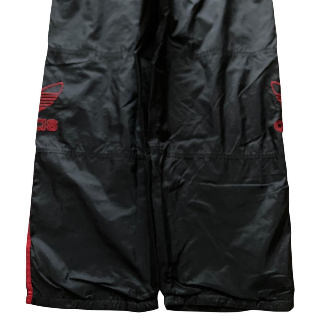 極太90s old adidas バギーナイロントラックパンツ 豪華刺繍 B系