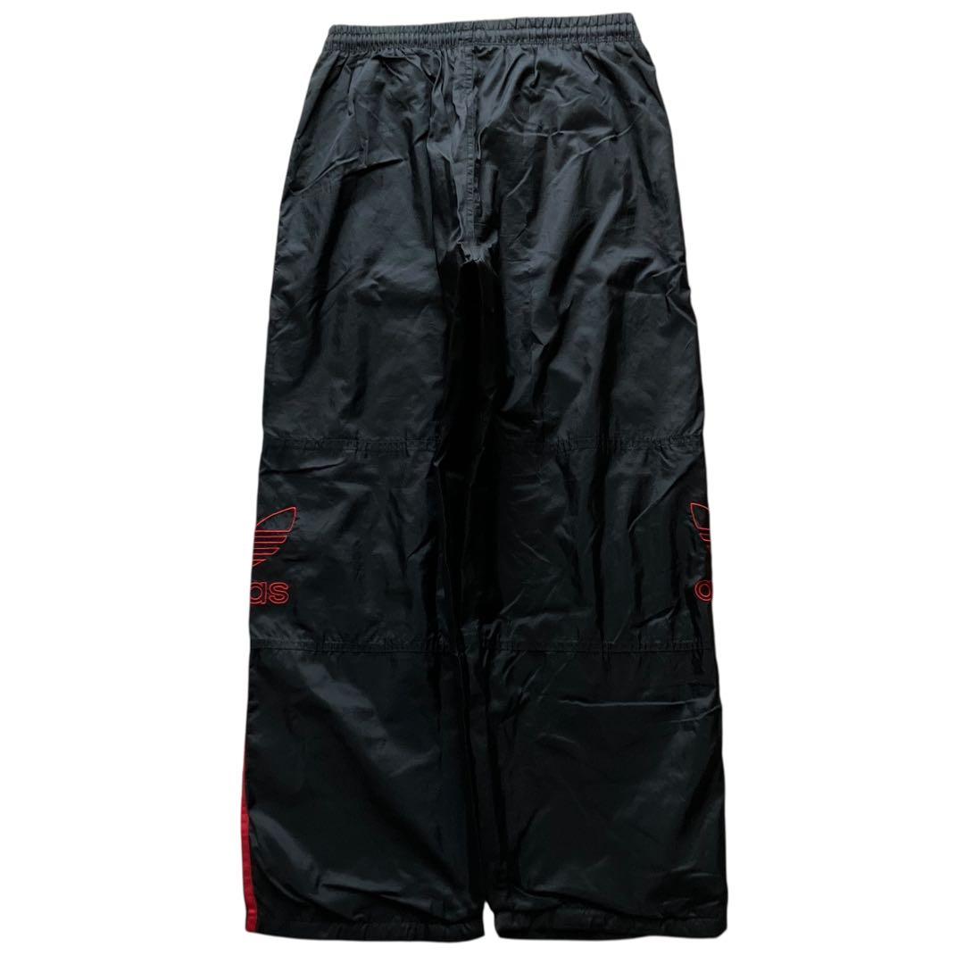 極太90s old adidas バギーナイロントラックパンツ 豪華刺繍 B系