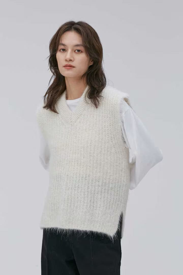 【ATON】ALPACA FUR　Ｖネックベスト