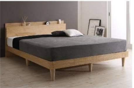 セミダブル 棚コンセント付き すのこベッド ナチュラル 6-9