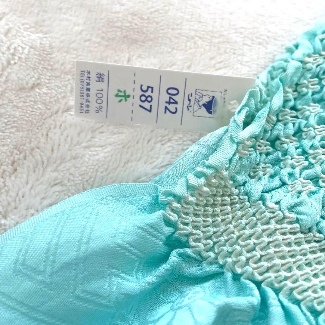 振袖用　加藤萬　伊達衿　ピンク・水色　リバーシブル　帯揚げ　総絞り