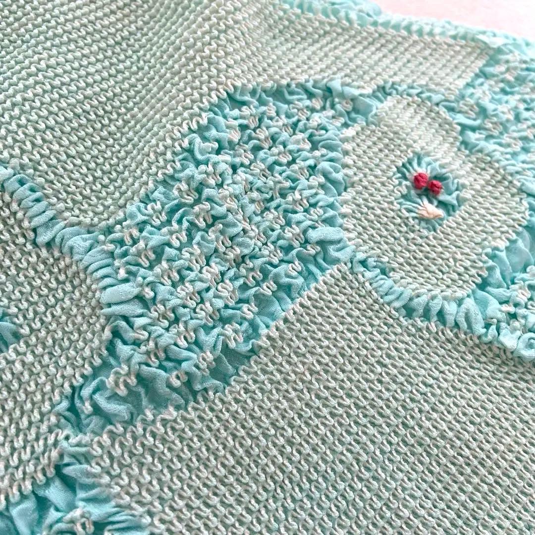 振袖用　加藤萬　伊達衿　ピンク・水色　リバーシブル　帯揚げ　総絞り