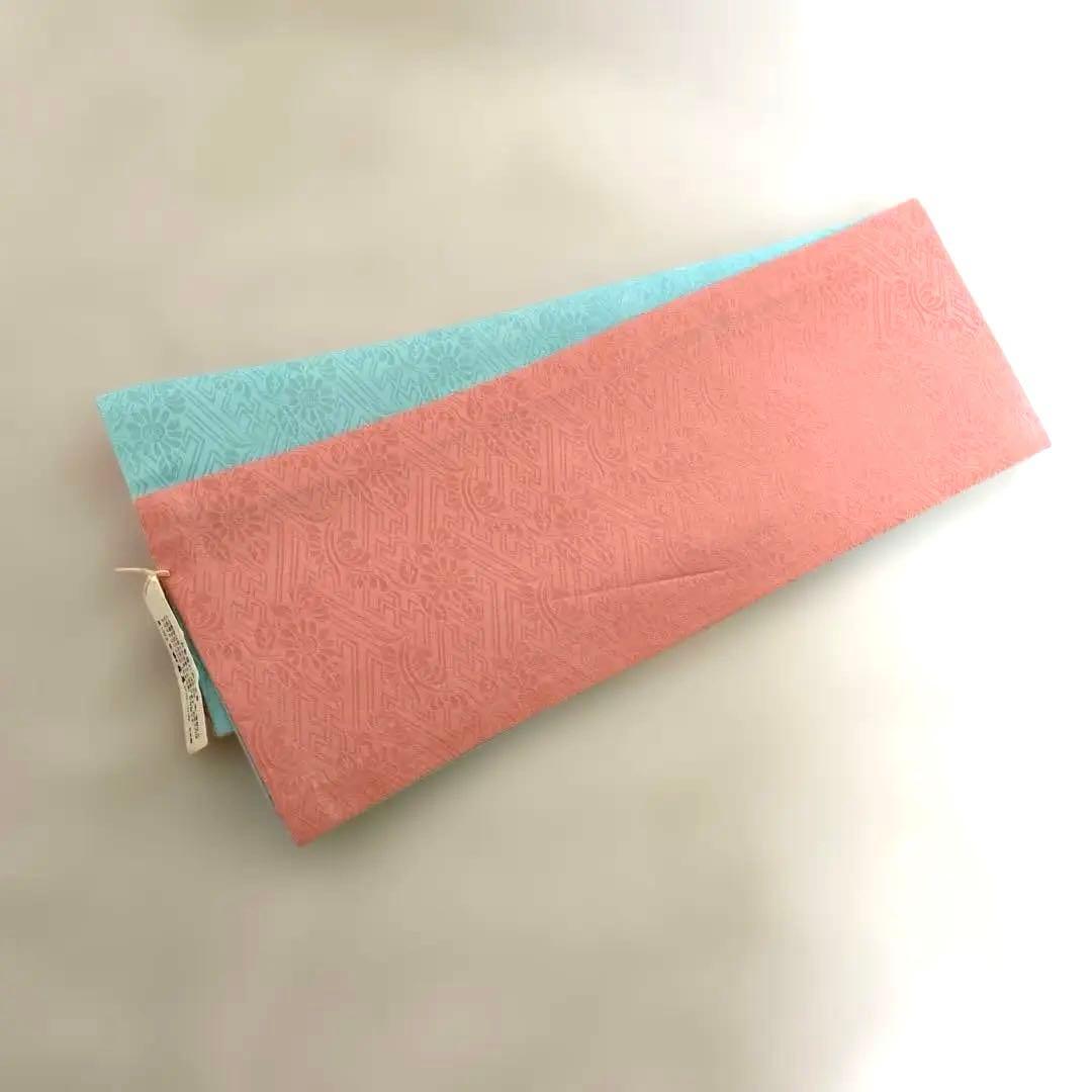 振袖用　加藤萬　伊達衿　ピンク・水色　リバーシブル　帯揚げ　総絞り