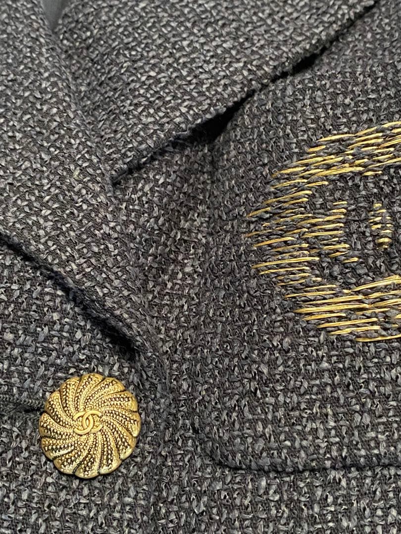 CHANEL ダークネイビー ツイードコート