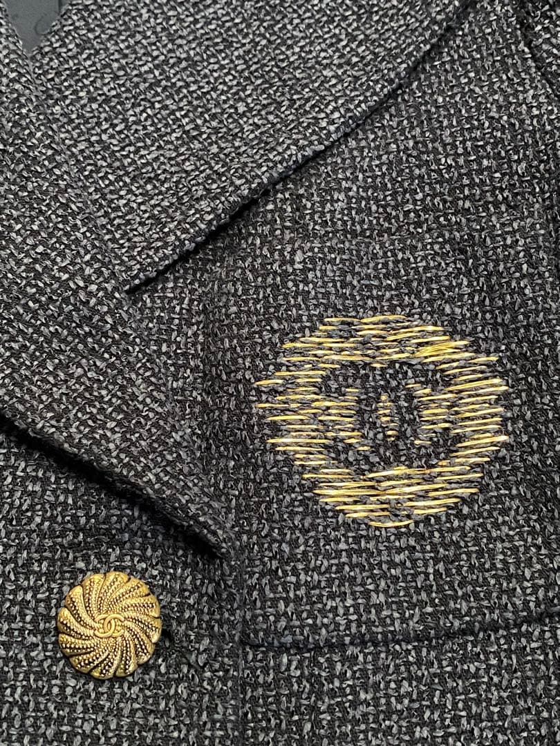 CHANEL ダークネイビー ツイードコート