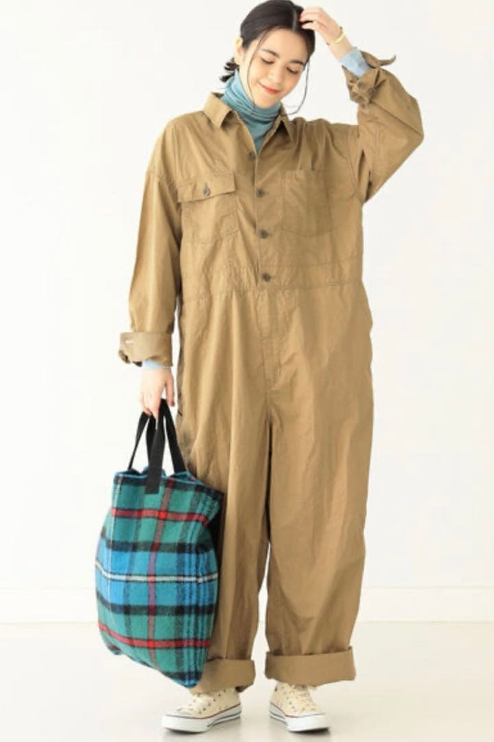 BEAMS BOY ビームスボーイ　ビックワークオールインワン　ベージュ