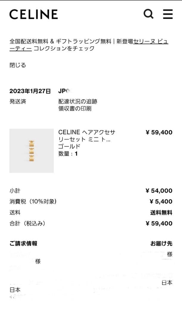 CELINE トリオンフ ヘアクリップセット