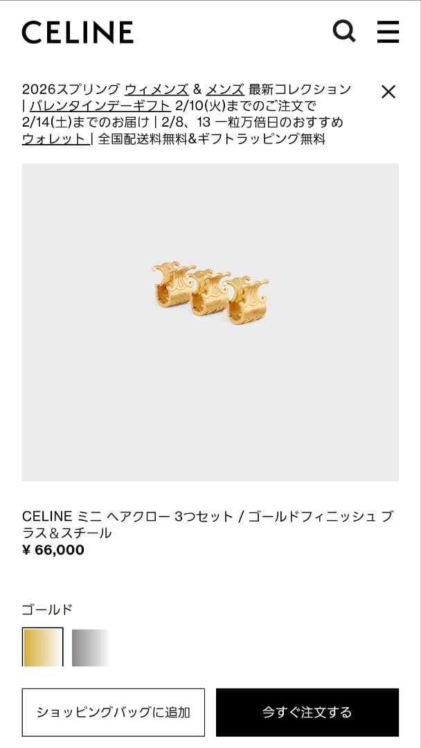 CELINE トリオンフ ヘアクリップセット