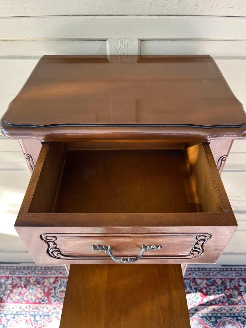 ヨーロピアン コンソールチェスト スリム 猫脚 鍵付属 ナチュラルブラウン