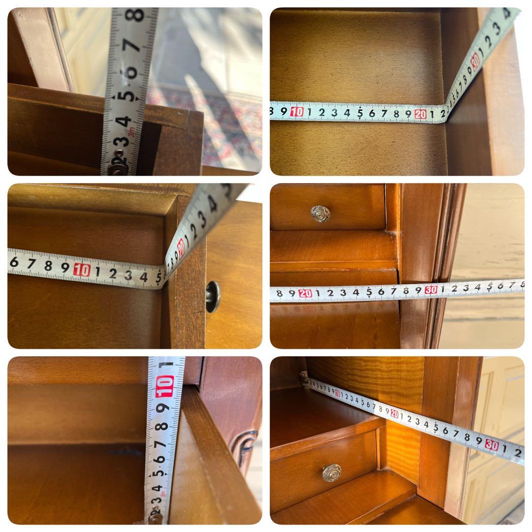 ヨーロピアン コンソールチェスト スリム 猫脚 鍵付属 ナチュラルブラウン