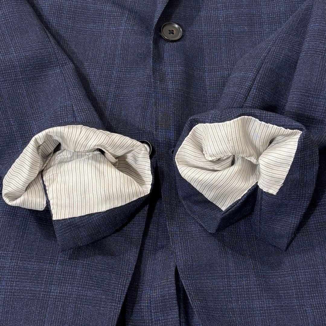 【最高級 ロロピアーナ】 SHIPS ジャケット グレンチェック ネイビー 48