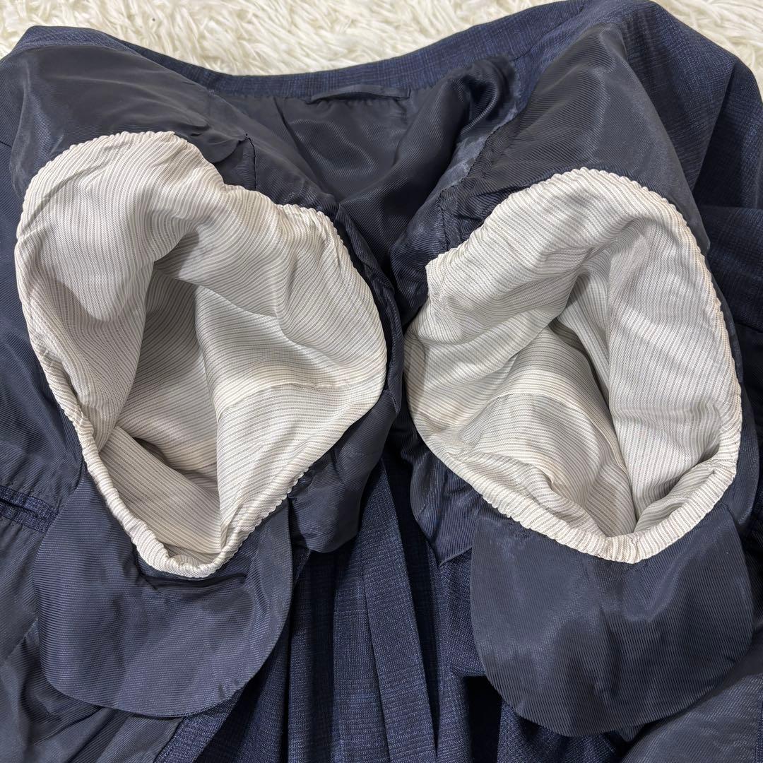 【最高級 ロロピアーナ】 SHIPS ジャケット グレンチェック ネイビー 48