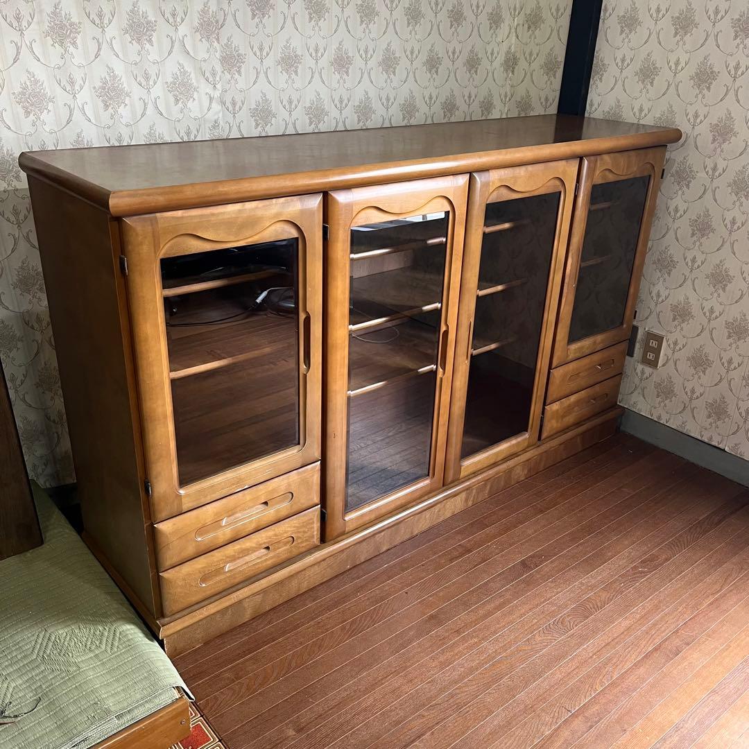 【アンティーク】木製 サイドボード 食器棚 カップボード 飾り棚 北欧レトロ