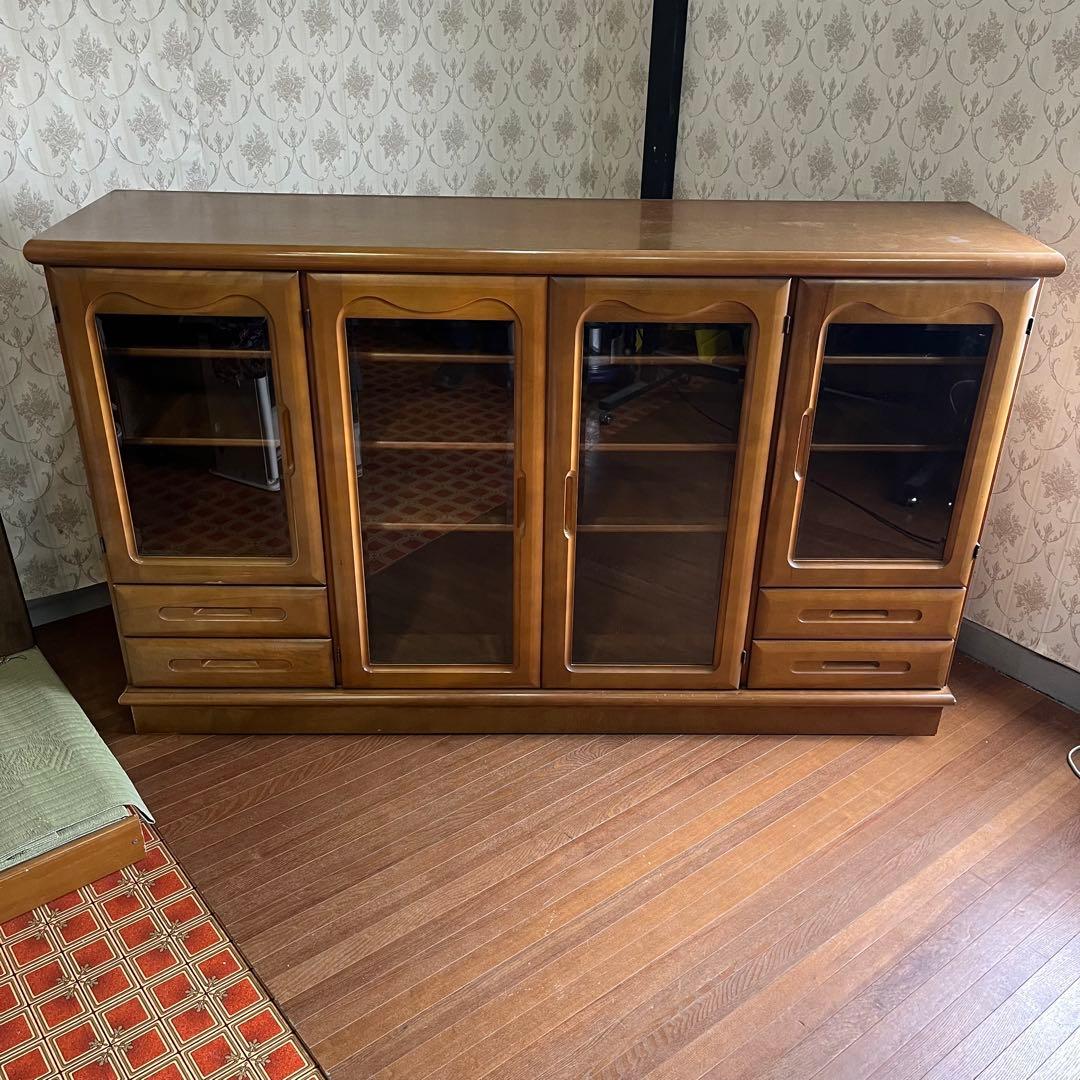 【アンティーク】木製 サイドボード 食器棚 カップボード 飾り棚 北欧レトロ