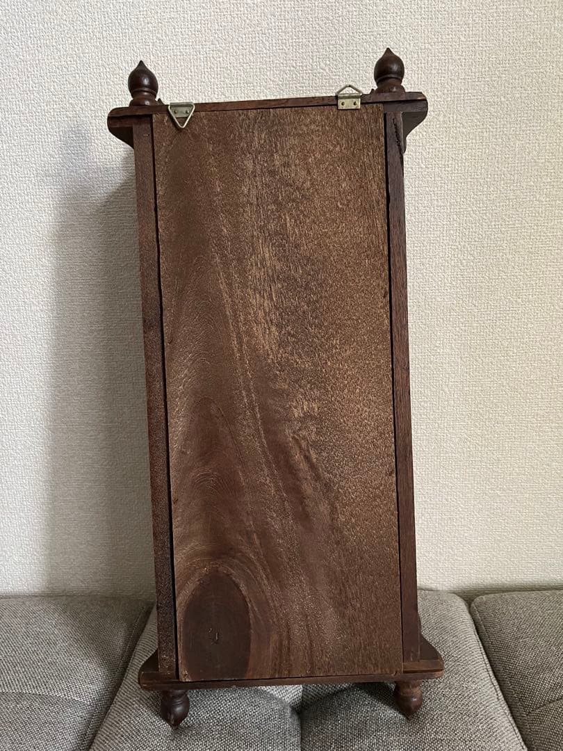 アンティーク 木製ガラスキャビネット 3段棚付き