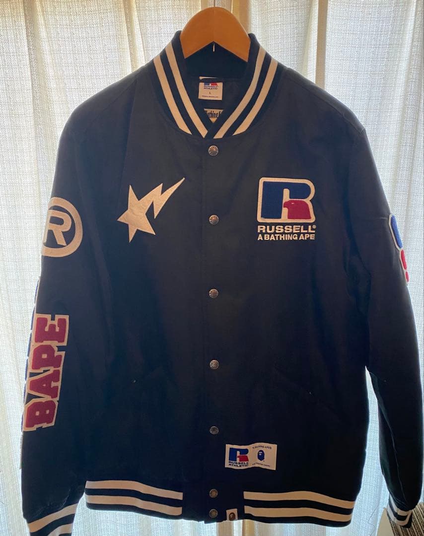 ジャケット・アウター BAPE RUSSELL COLLEGE VARSITY JACKET