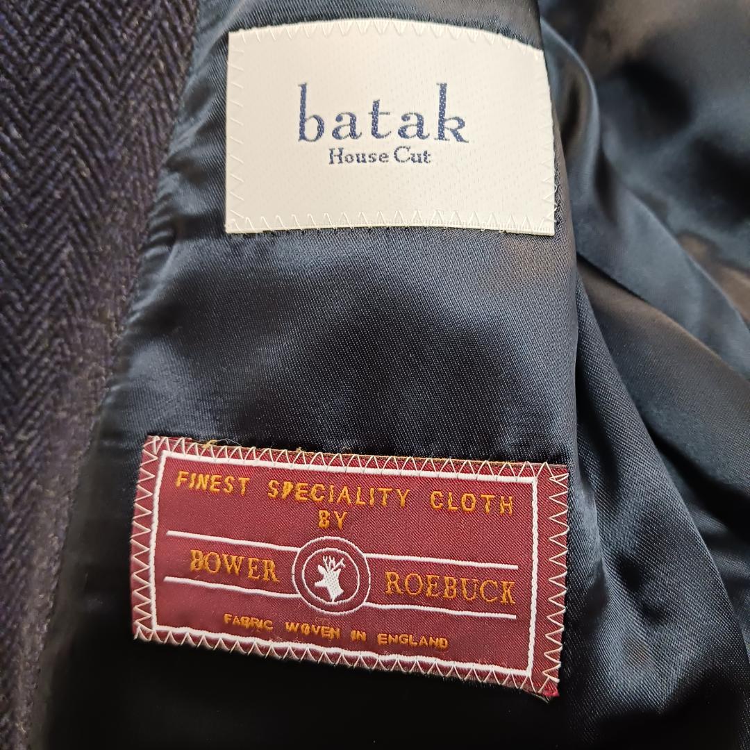 batak house cut 日本製 英国製ウール 厚手生地 ヘリンボーン 紺