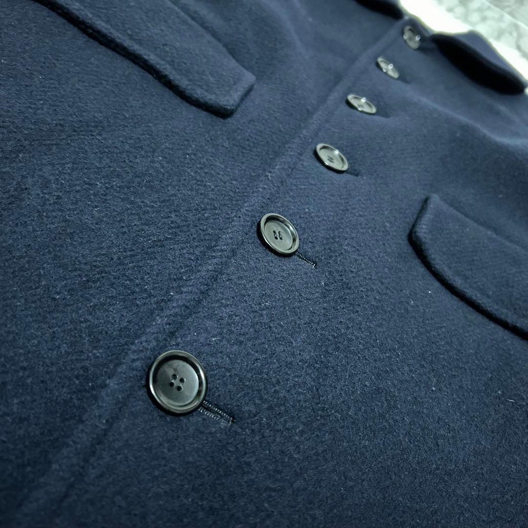 AD2017 希少　トリコ　コムデギャルソン　丸襟　ステンカラーコート　ネイビー