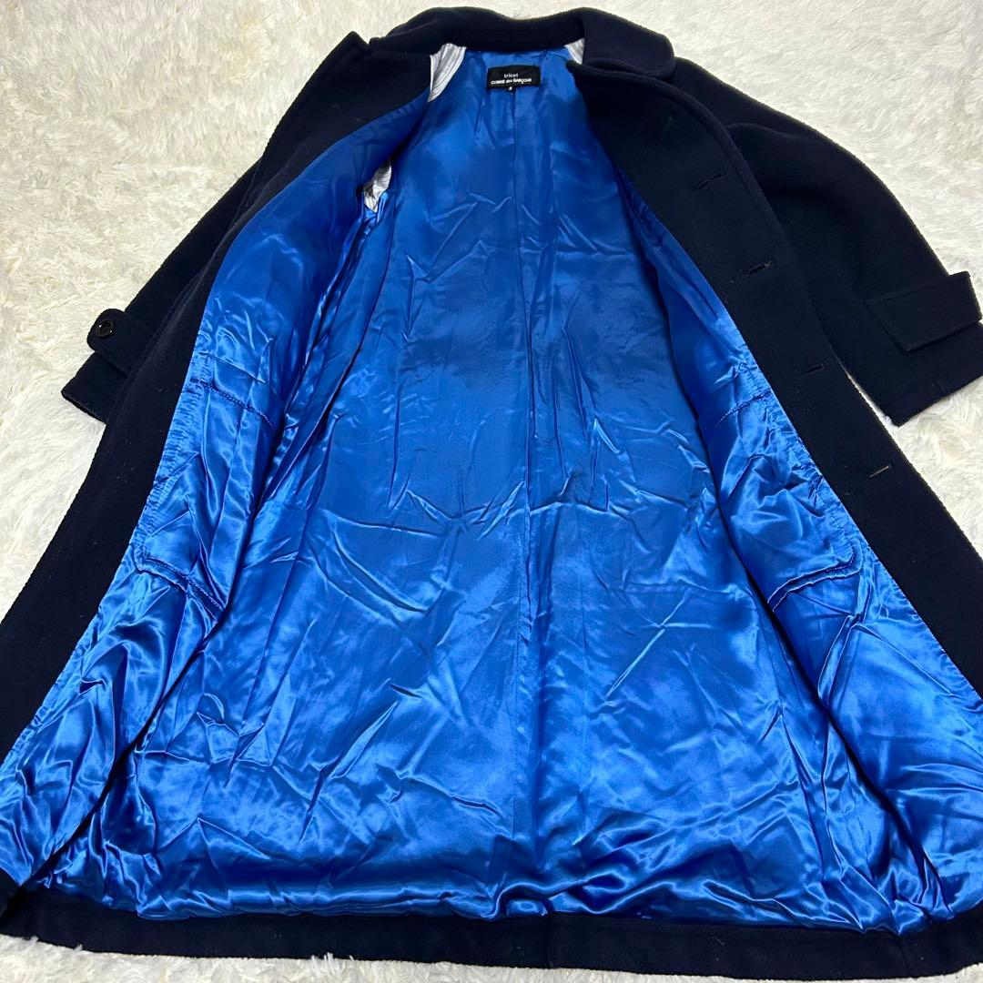 AD2017 希少　トリコ　コムデギャルソン　丸襟　ステンカラーコート　ネイビー