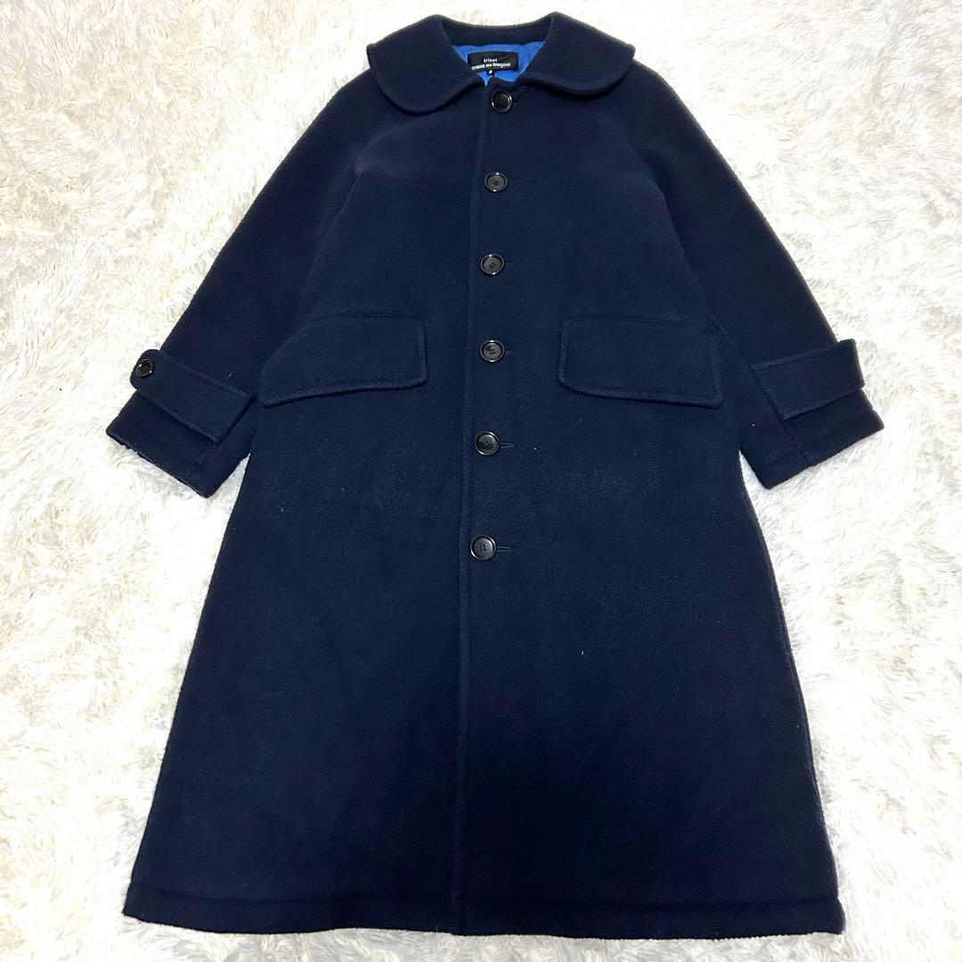 AD2017 希少　トリコ　コムデギャルソン　丸襟　ステンカラーコート　ネイビー