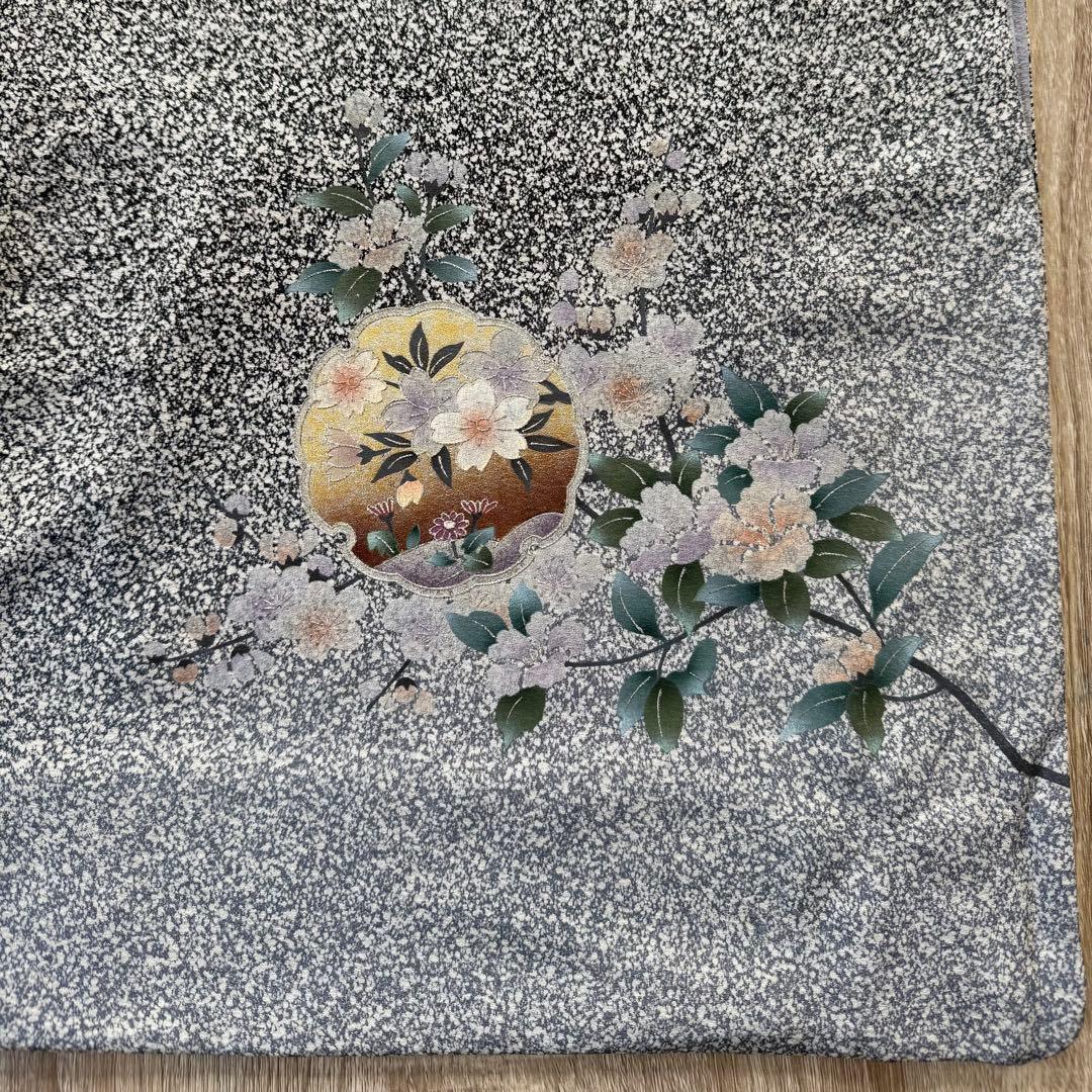 美品！ 訪問着 逸品 金彩 黒灰 グレー モノトーン系 身丈158 ゆったり