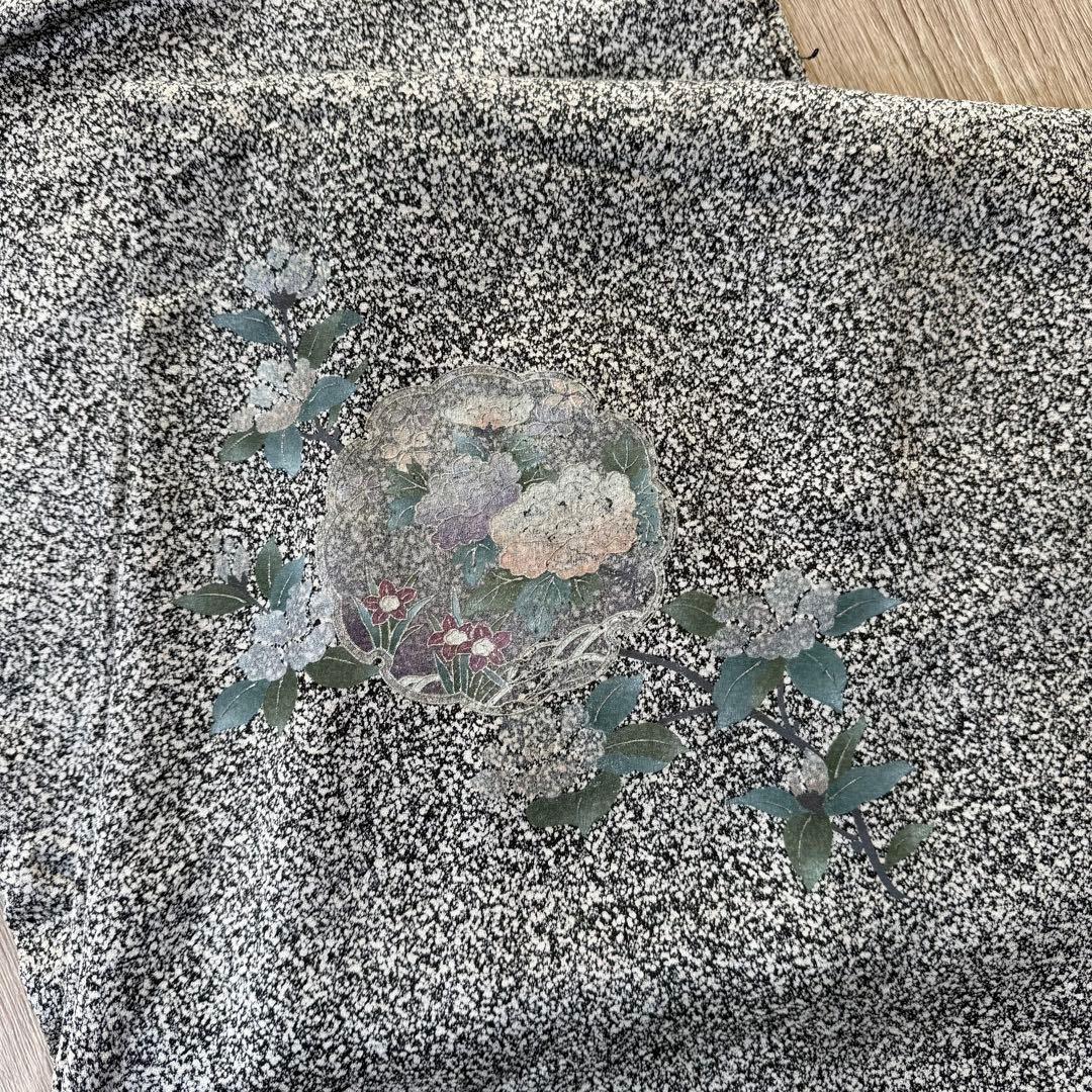美品！ 訪問着 逸品 金彩 黒灰 グレー モノトーン系 身丈158 ゆったり