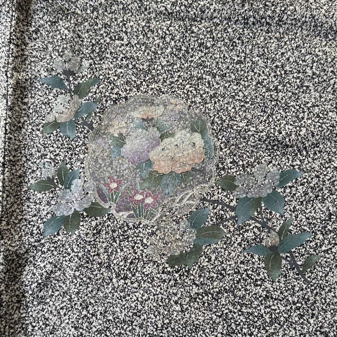 美品！ 訪問着 逸品 金彩 黒灰 グレー モノトーン系 身丈158 ゆったり