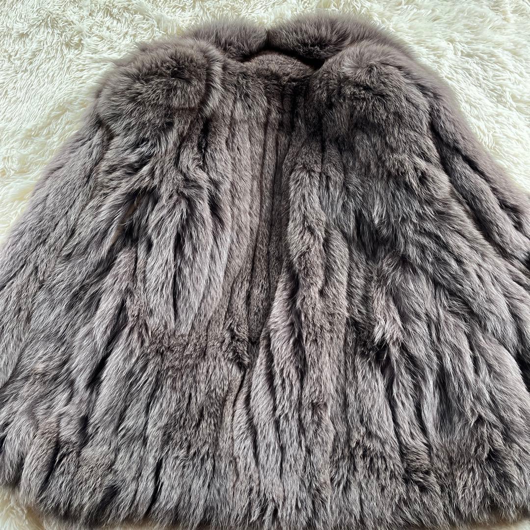 極美品 肌触り最高 フォックスファー グレー ファーコート 長袖 ラグジュアリー