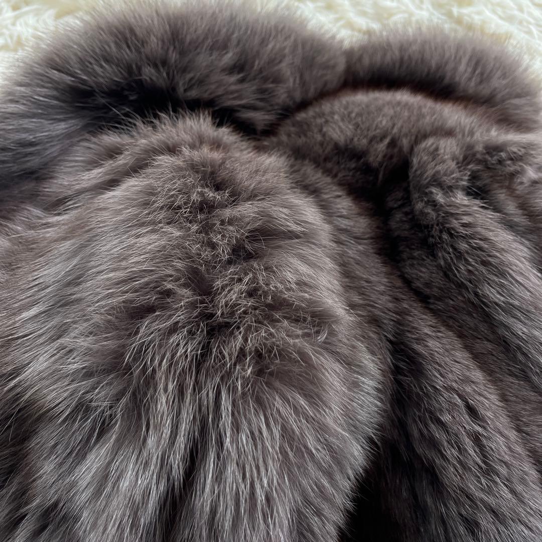 極美品 肌触り最高 フォックスファー グレー ファーコート 長袖 ラグジュアリー