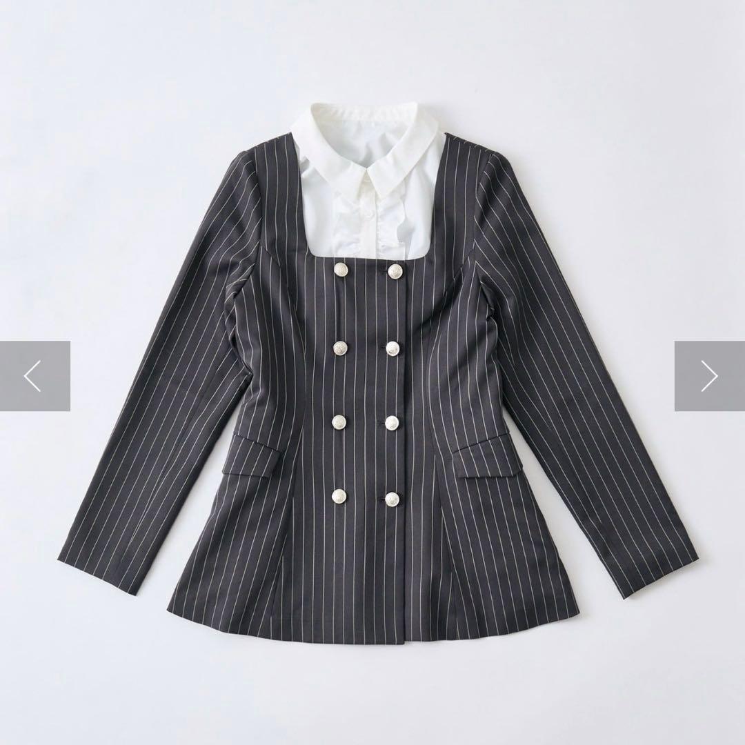 OLIVE des OLIVE クラシカルフリルカラージャケット グレー