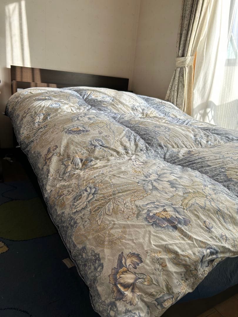 羽毛掛布団プレミアムダウンウォッシュ方式リフォーム1.5㎏青系150×210SL