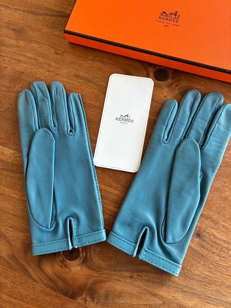 HERMES ブルーの手袋