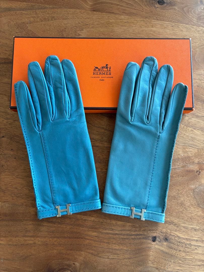 HERMES ブルーの手袋