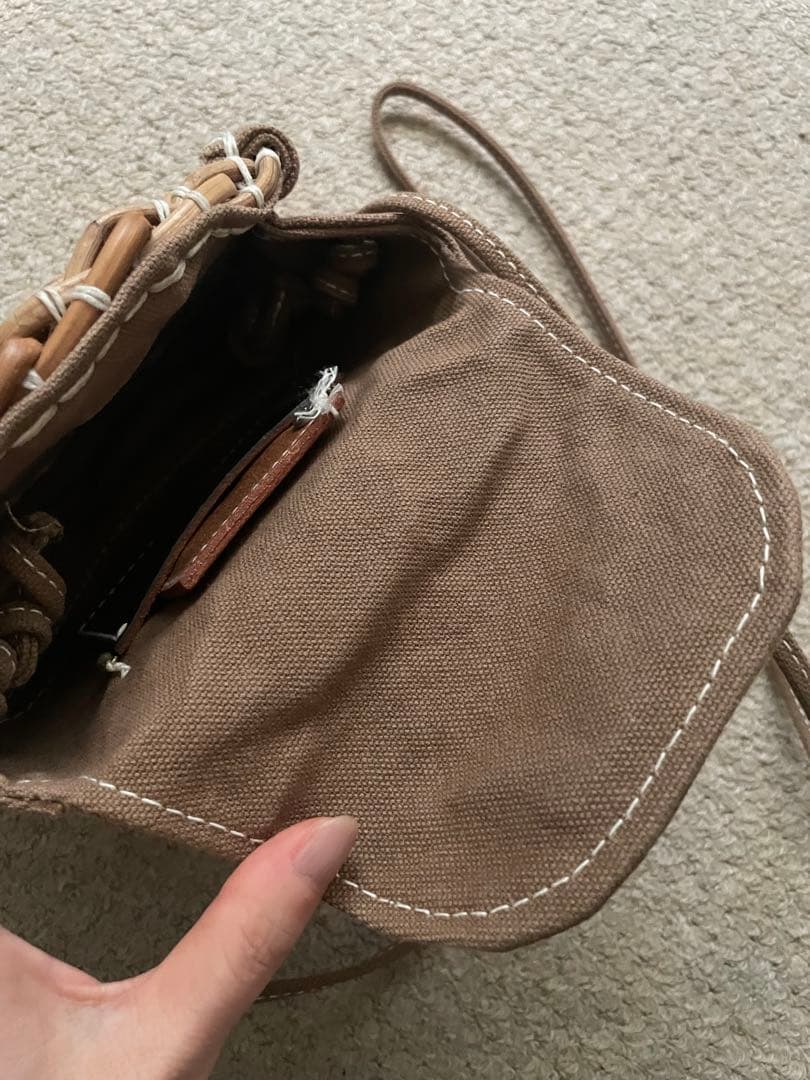 ebagos 防水キャンパス　サークルポシェット BEIGE 手鏡付き