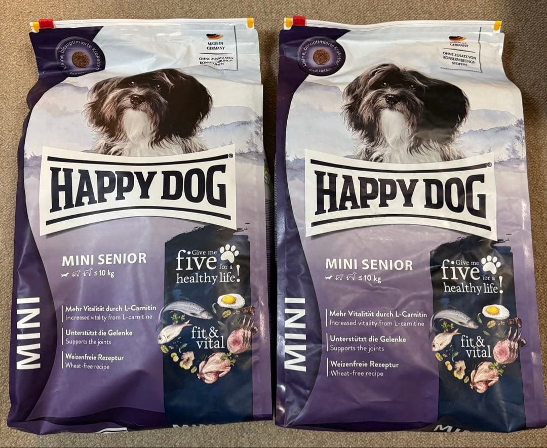 [4kg×2個]ハッピードッグ ミニシニア ドライフード (賞味期限写真あり)