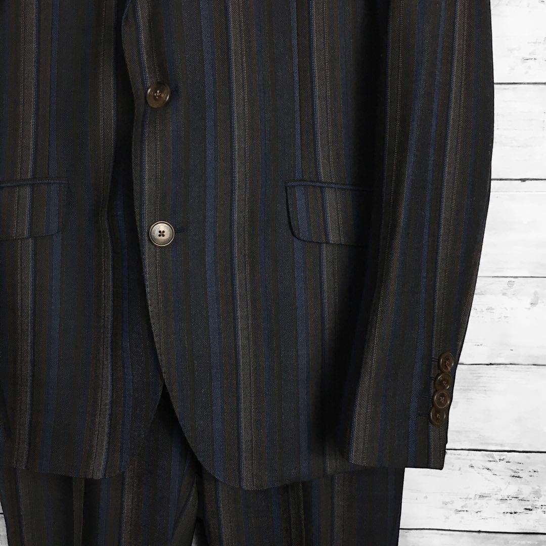 エトロ スリーピースピース ストライプセットアップスーツ ペイズリー 48サイズ