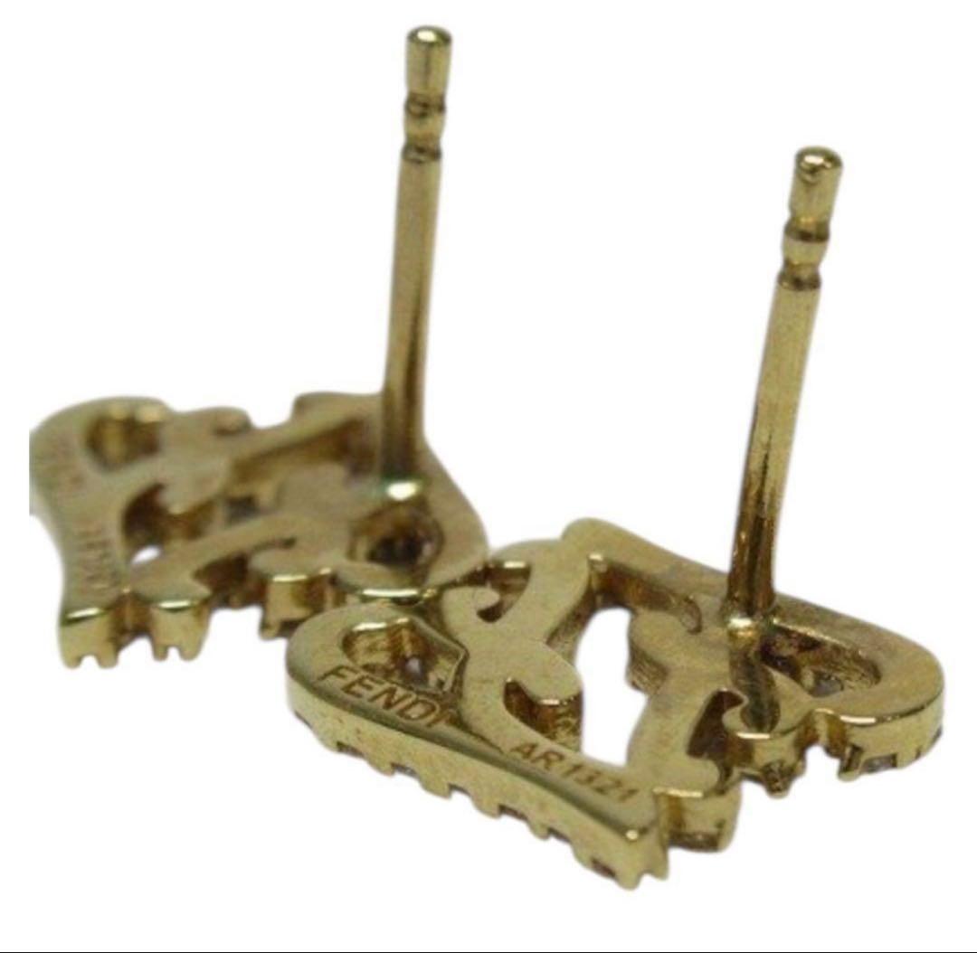 美品　FENDI フェンディ FFロゴ ラインストーン ピアス