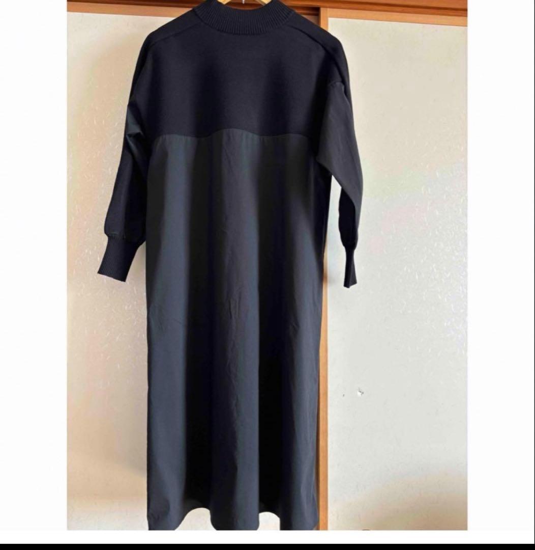 ビアズリー　モックネックニットコンビワンピース