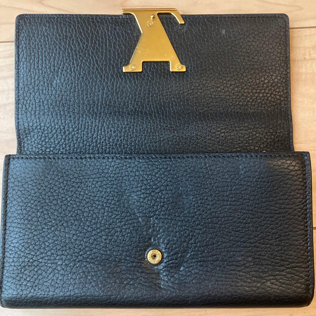 【美品】ルイヴィトン ポルトフォイユカプシーヌ 長財布 レディース 黒