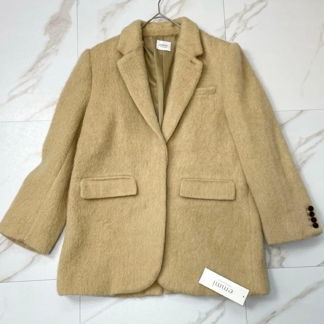 【新品タグ付き 24aw】エミ シャギーテーラードジャケットコート ベージュ 1