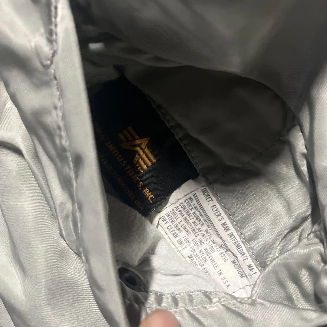 90s USA製 alpha ma-1 フライトジャケット M シルバー