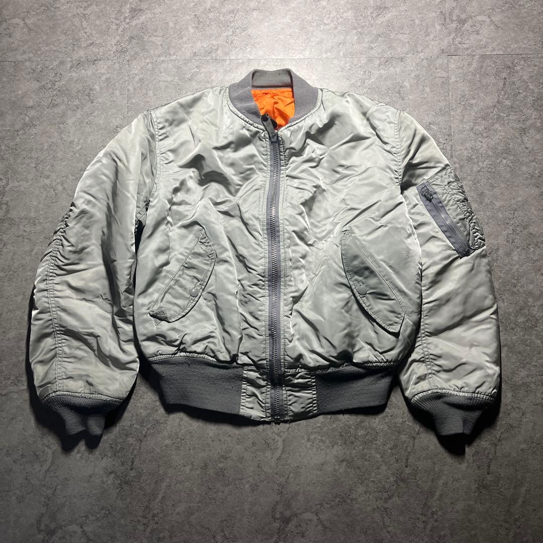 90s USA製 alpha ma-1 フライトジャケット M シルバー